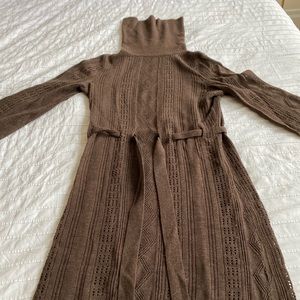 Brown turtleneck sweater dress